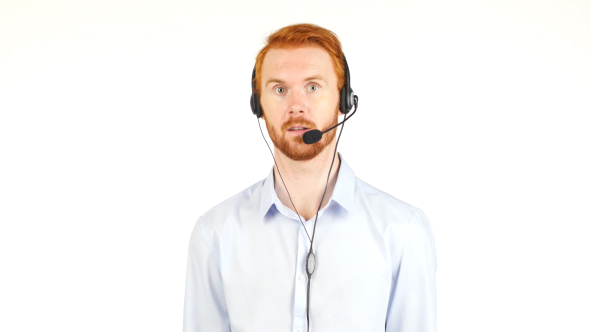 Talking Call Center Operator w/ Red Hairs and Beard