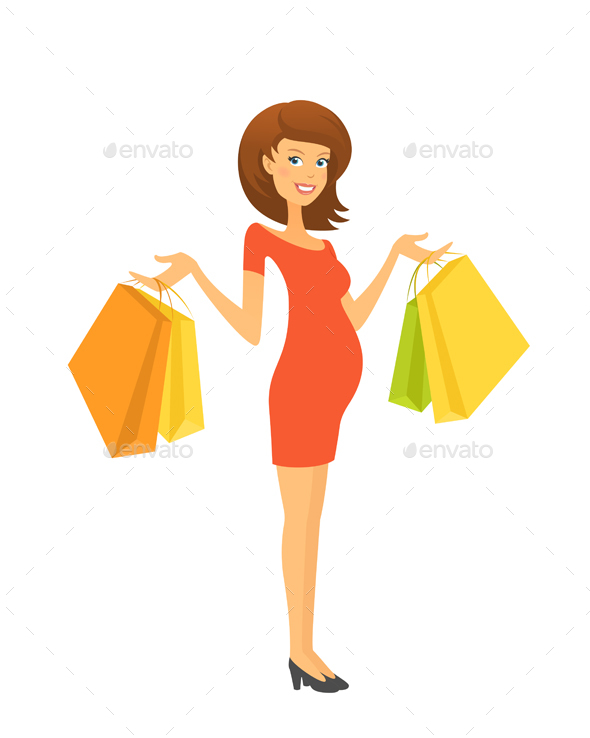 Pregnant Woman with Shopping Bags