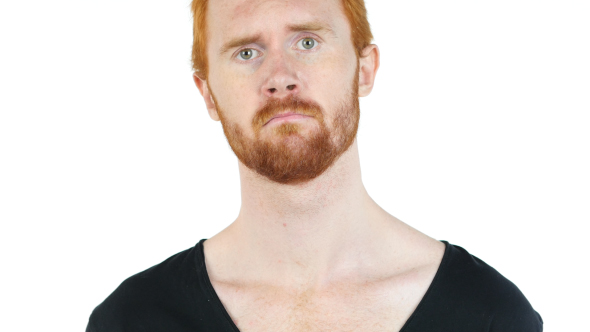 Sad Man with Red Hairs and Beard