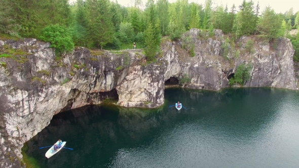 Aerial View Of Marble Canyon With a Lake In The Middle