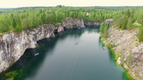 Aerial View Of Marble Canyon With a Lake In The Middle