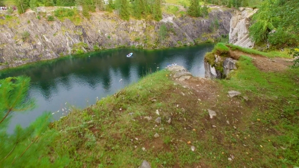 Aerial View Of Marble Canyon With a Lake In The Middle