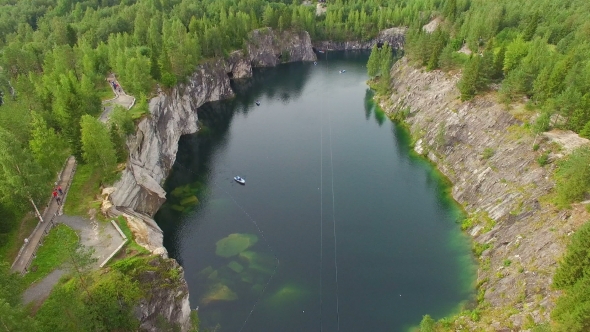 Aerial View Of Marble Canyon With a Lake In The Middle