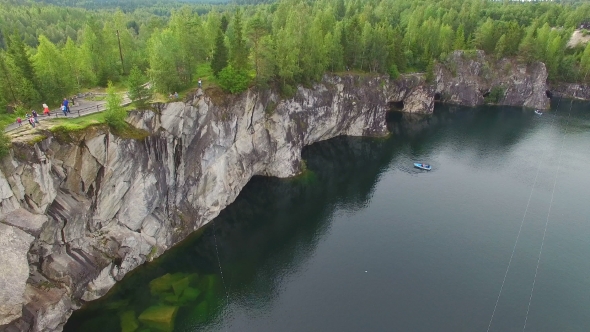 Aerial View Of Marble Canyon With a Lake In The Middle