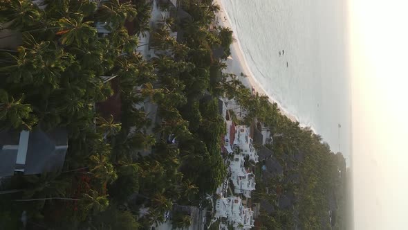 Vertical Video of the Ocean Near the Coast of Zanzibar Tanzania Aerial View