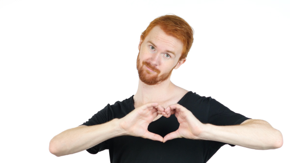 Heart Shape by Hands of Man w/ Red Hairs and Beard, Love Emotion