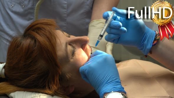 Dentistry Young Woman, Anesthesia Injection