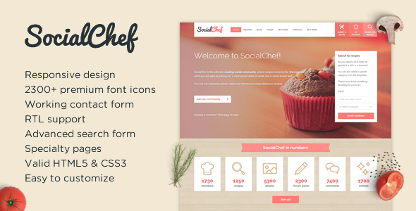 SocialChef - szablon HTML receptury społecznościowej