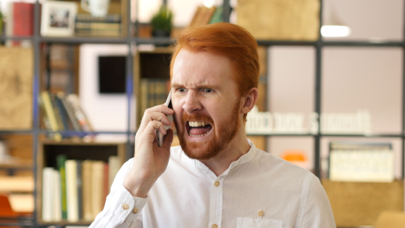 Screaming Angry Man Talking on Phone