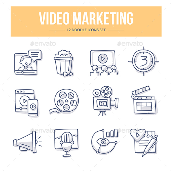 Video Marketing Doodle Icons