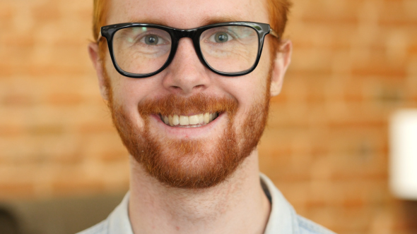 Smiling Beard Man in Glasses