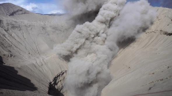 Smoking Crater Of Bromo Volcano, Java, Indonesia