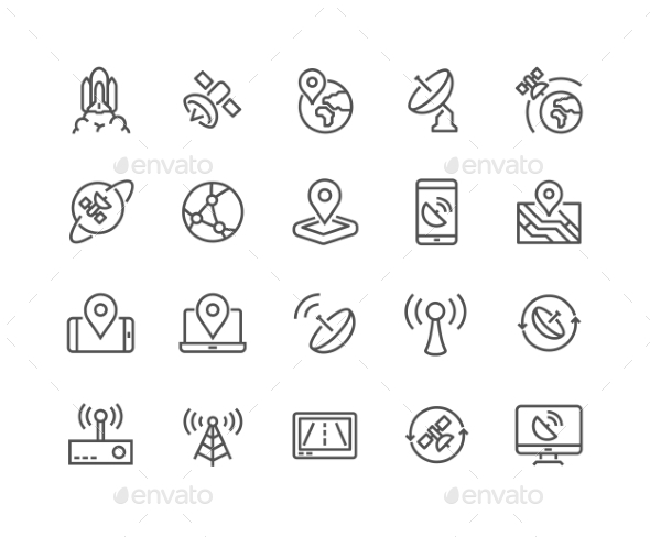 Line Satellite Icons