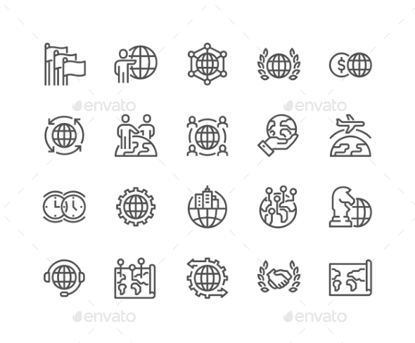 Line Global Business Icons