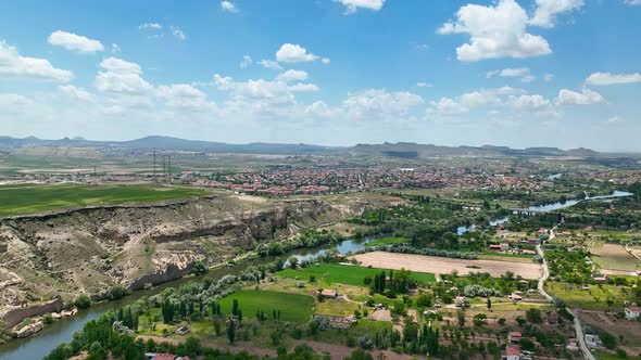 Background of a mountain river aerial view 4 K Turkey