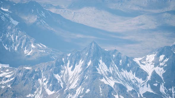 Aerial View Landscape of Mountais with Snow Covered