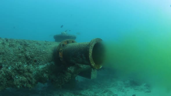 Treated sewer being released into the ocean as recycled water