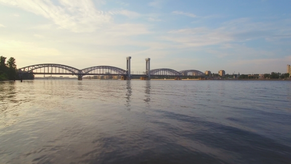 Finland Railway Bridge Across The Neva River