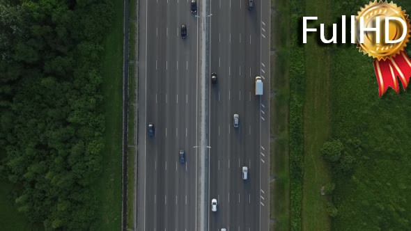 Close-Up Aerial View of Traffic on the Motorway