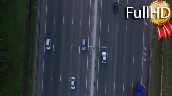 Close-Up Aerial View of Traffic on the Motorway