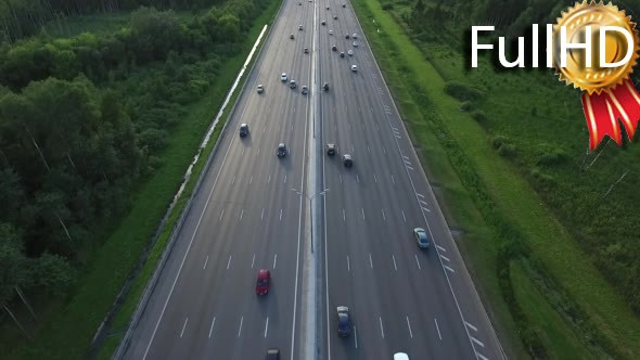 Aerial View of Traffic on a Motorway Ring Road