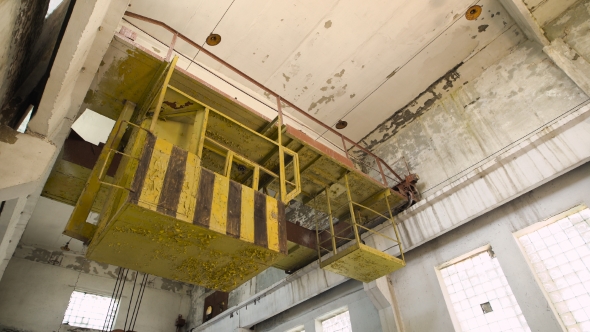 Industrial Interior Of An Old Abandoned Factory Building