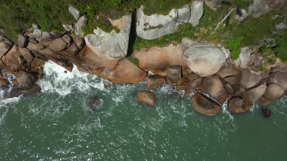 Ocean Coast of Rocky Island with Big Stones