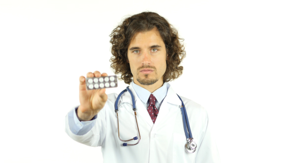 Doctor Advising Medicine, Packet of Pills