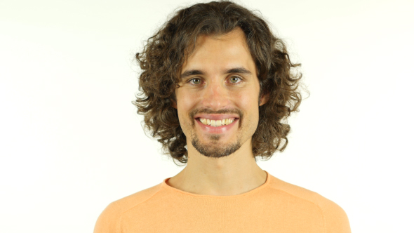 Smiling Casual Man w/ Curly Hairs