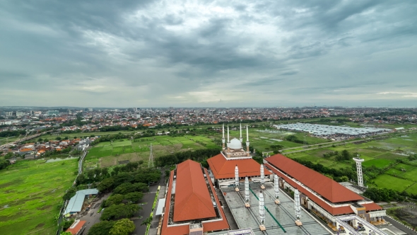 Aerial View Mosque Masjid Agung Jawa Tengah