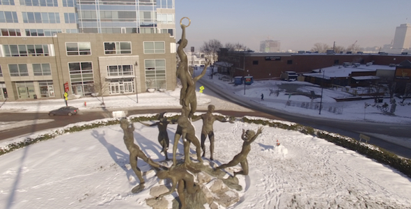Aerial Snow Public Sculpture Musica