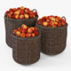 Wicker Basket 07 Walnut Brown Color with Apples - 3DOcean Item for Sale