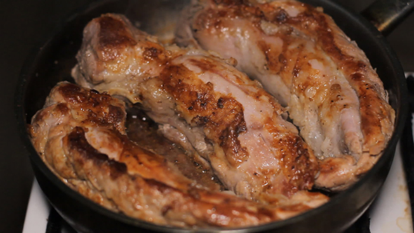 Fry Meat in a Frying Pan