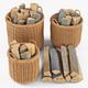 Wicker Basket 07 (Toasted Oat Color) with Firewood - 3DOcean Item for Sale