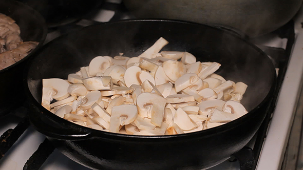 Fry Mushrooms in a Frying Pan