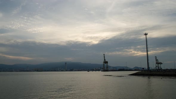 Timelapse busy Penang Port, Malaysia 