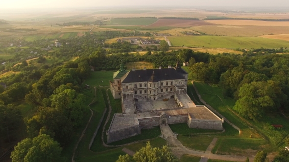 Aerial View Of Pidhirtsi Castle. 