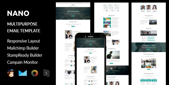 Nano - Multipurpose Responsive Email Template + Stampready Builder