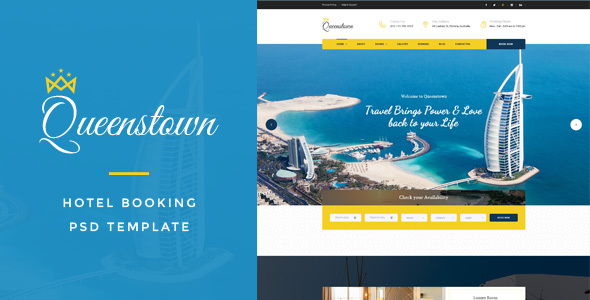 QueensTown : Hotel Booking PSD Template