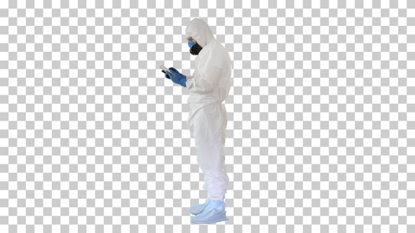 Medical Doctor in Protective Costume with, Alpha Channel