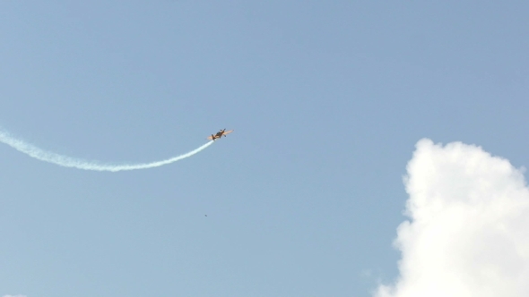 Russia, Novosibirsk, July 31, 2016: The Aerobatic Plane Makes a Loop