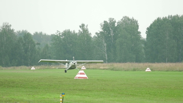 Russia, Novosibirsk, July 31, 2016: Light Airplane Get Off The Ground.