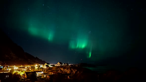 Aurora Borealis over city, Norway