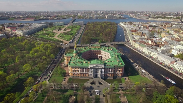 Aerial View Of Mikhailovsky Castle In Saint-Petersburg