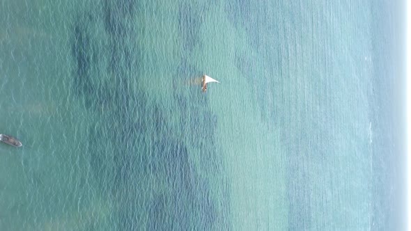 Tanzania Vertical Video  Boat Boats in the Ocean Near the Coast of Zanzibar Aerial View