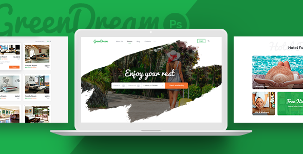 Green Dream – Hotel PSD Template