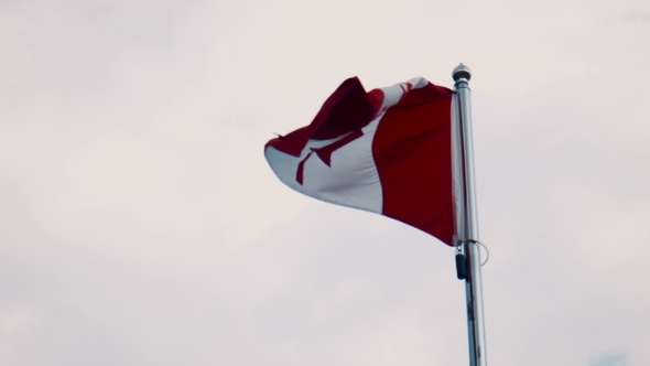 Canada Flag Flying From a Flagpole