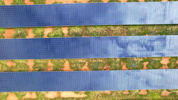 4K : Aerial view of a solar power station