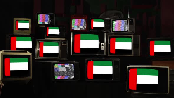 Flag of United Arab Emirates and Retro TVs.