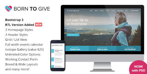 Born To Give - Charity Crowdfunding Responsive Szablon HTML5
